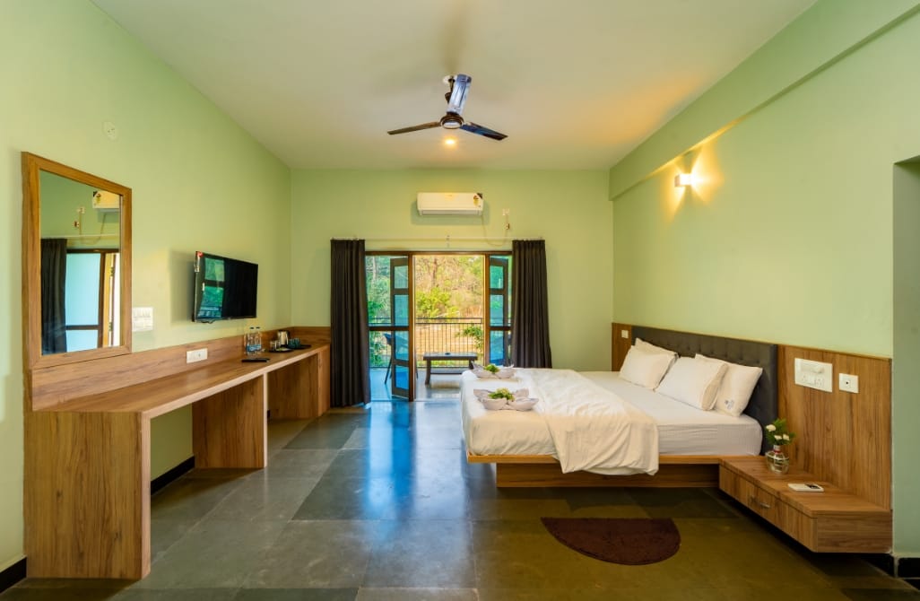 Riverside cottages at Dandeli River Resort
